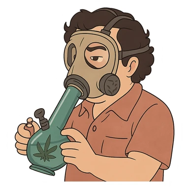 pablo escobar wearing a gas mask cannabis bong sticker
