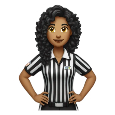 female basketball referee with black long curly hair sticker