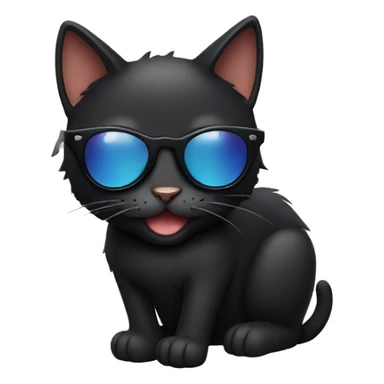 Black Cat wearing sunglasses and smile sticker