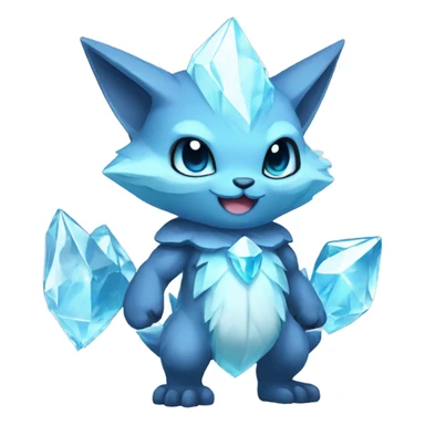a anthro crystallized chibi-style rock-type-ice-type Fakémon-hybrid full body sticker