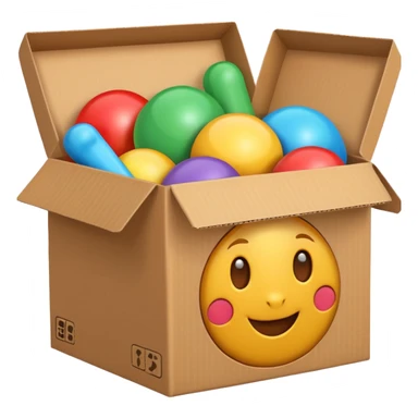 cardboard box with toys, realistic sticker