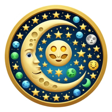 moon with spinning alchemy symbols dizzy sticker