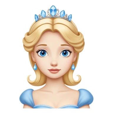 Cinematic Realistic Yawning Cinderella Portrait, showcasing lifelike porcelain skin and intricately detailed golden-blonde hair styled flawlessly as she mid-yawn reveals a moment of tender vulnerability. Her half-closed blue eyes and relaxed expression are rendered with natural, soft lighting that emphasizes the subtle textures of her face and the detailed, flowing fabric of her iconic gown. The scene glows with a cozy, authentic warmth that captures a rare, intimate moment of repose. sticker