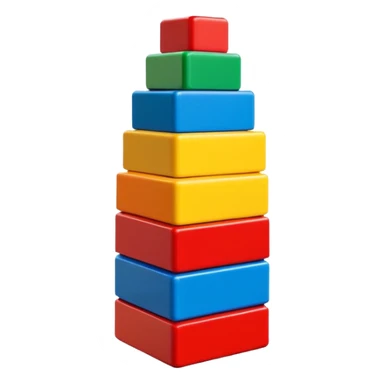 6 to 7 stacked lego blocks, bright and vivid colors, simple and cute style sticker