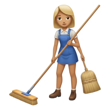 Person sweeping the floor sticker