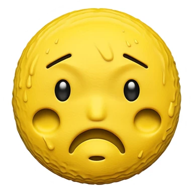 "yellow 3D mewing emoji, sigma sad face, cold phonk style sticker