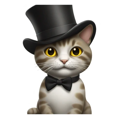 Cat with a top hat smoking a cigarette sticker
