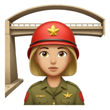 Female soldier covering under a bridge, with shelling happening all around sticker