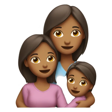 Mom with two daughters in her arms sticker