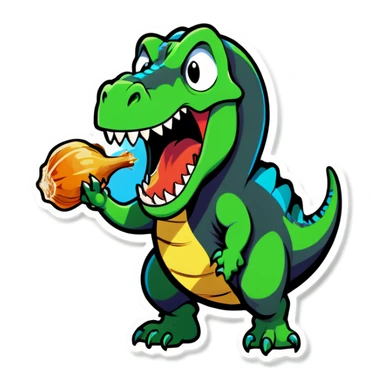 Dino yelling at garlic  sticker