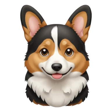  crying black tricolor corgi with no tail sticker