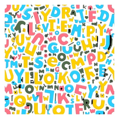 fun cartoon letters UYI with character faces sticker