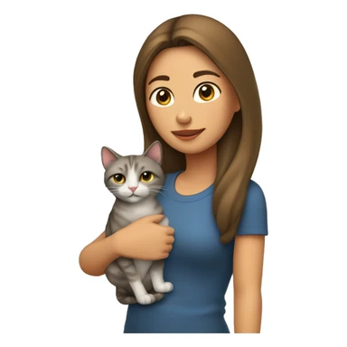 Mujer con gato pequeño pardo en brazos  sticker