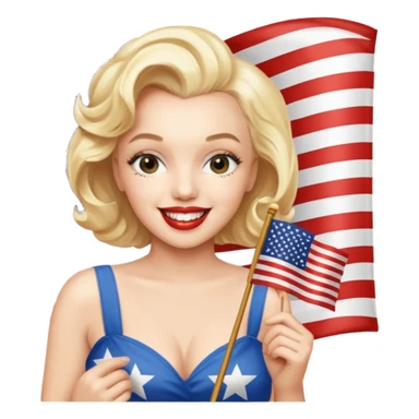 Marilyn Monroe, with american flag sticker