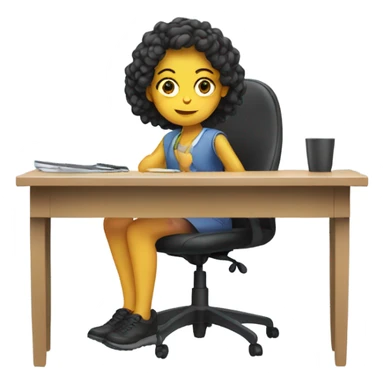 sitting girl at desk parody sticker