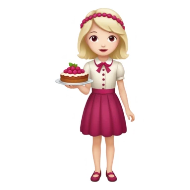 Raspberry torte human full body girl with a raspberry barrette on her head sticker
