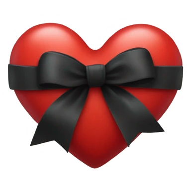 a red heart emoji with a black bow wrapped around it sticker