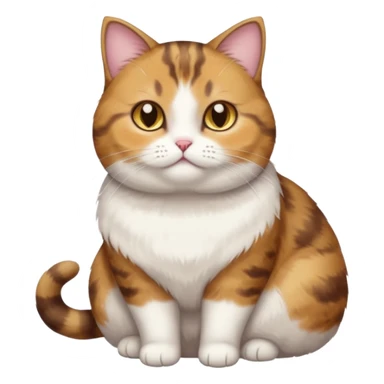full body torbie and white cat with small head, hazel eyes, and short but chubby body sticker