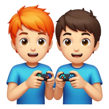 Boys playing video game together sticker