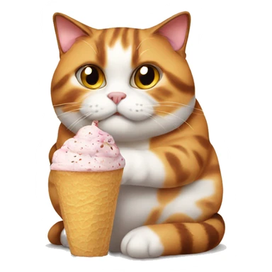 Realistic Fat calico cat with icecream sticker