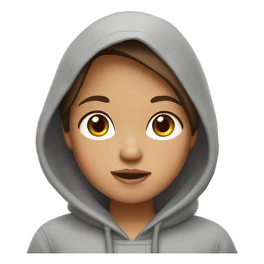 Brown hairs philipina girl in grey hoodie indoors sticker