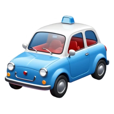 A simple 3D icon showing a road with a small blue car moving forward. The design uses blue, white, and black as main colors, with tiny red accents for the car lights. Clean, minimal, and easy to understand. sticker