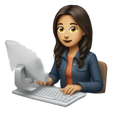 brunette girl typing sticker