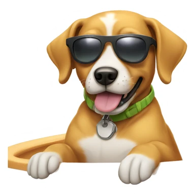 Dog wearing sunglasses bathing in the sun sticker