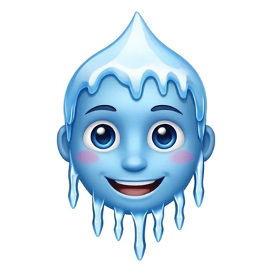Blue smiling freezing face with icicles sticker