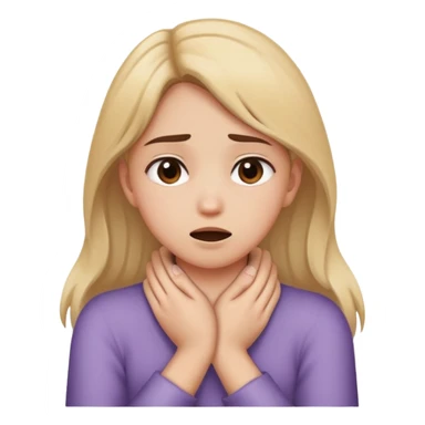 a girl with her hands crossed over her neck, choking herself  sticker