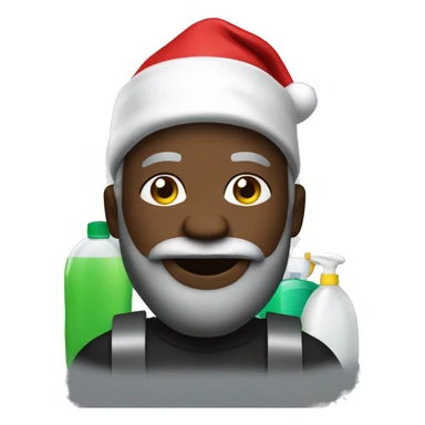 Create a black Santa with cleaning supplies  sticker