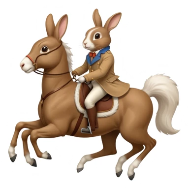 Exciting rabbit galloping on the back of 4 legs horse sticker