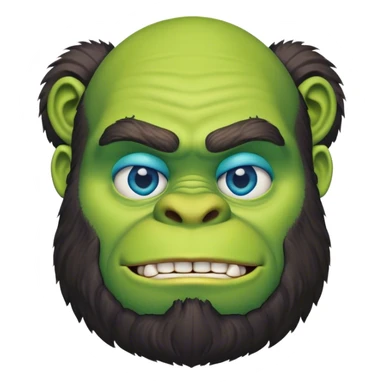 shrek with a beard and blue eyes looks like gorilla  sticker