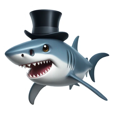 Shark with a top hat in the ocean  sticker