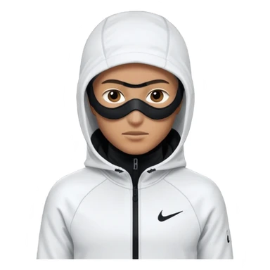 White person wearing a Nike Tex with hood and ski mask all balck sticker