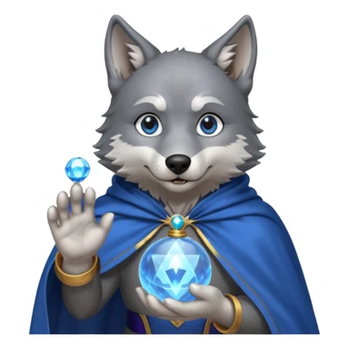 a wolf in a cape, wizard, magic in paw sticker