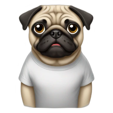 pug wearing a t-shirt sticker