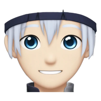 Satoru Gojo with his blue eyes,long medium white hair, a big friendly smile, dark violet uniform from jujutsu kaisen sticker