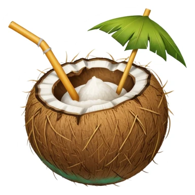 Coconut with straw sticker