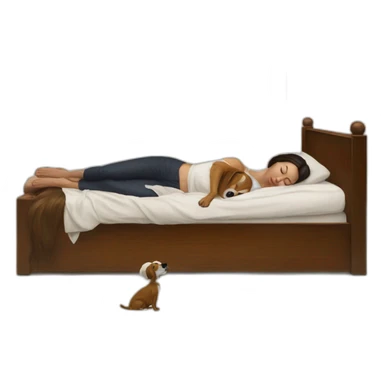 A woman melting into a painting while a dog sleeps sticker