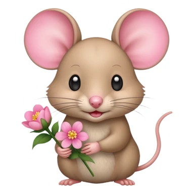 mouse holding flower sticker