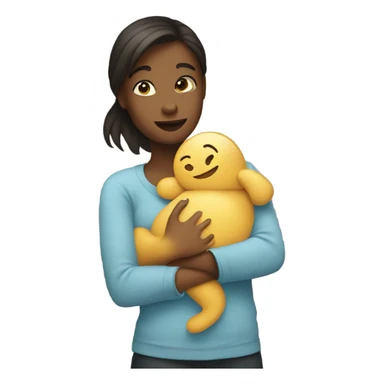 Girl in ￼hugging her tummy sticker