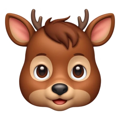Rudolph cute face emoji for slack simple with hair, like the first one of that most recent message sticker
