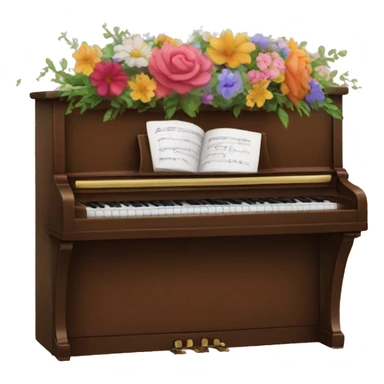 The back of a brown piano ￼ with flowers painted on it  sticker