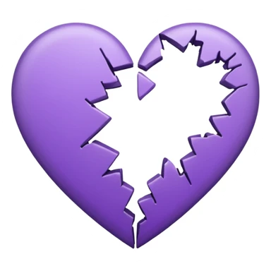 coração quebrado metade branco metade roxo sticker