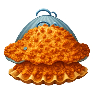 Add more crust details to the crusty clam in the style of apple emojis, keep the emoji style, no background. sticker