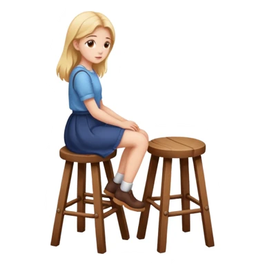 The girl is sitting on a stool facing full backwards. sticker