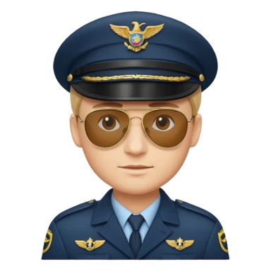 Officer with peaked cap + aviator sunglasses, half body sticker