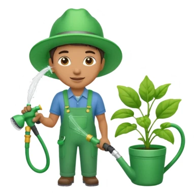 gardener watering with a hose sticker