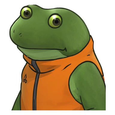 in an orange hazmat suit sticker